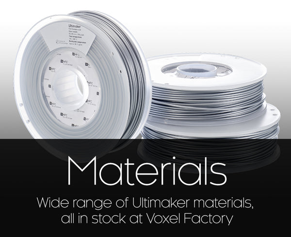 Ultimaker materials available at Voxel Factory thumbnails