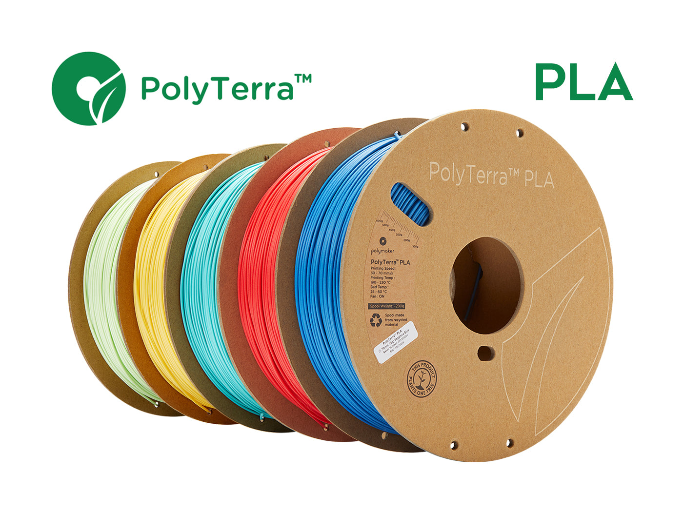 Polymaker Matte PLA Filament 1.75mm Teal, 1.75 PLA 3D Printer Filament 1kg  - PolyTerra 1.75 PLA Filament Matte Teal 3D Printing Filament